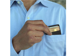 DAVEK SLIM WALLET with mini pen - BLACK